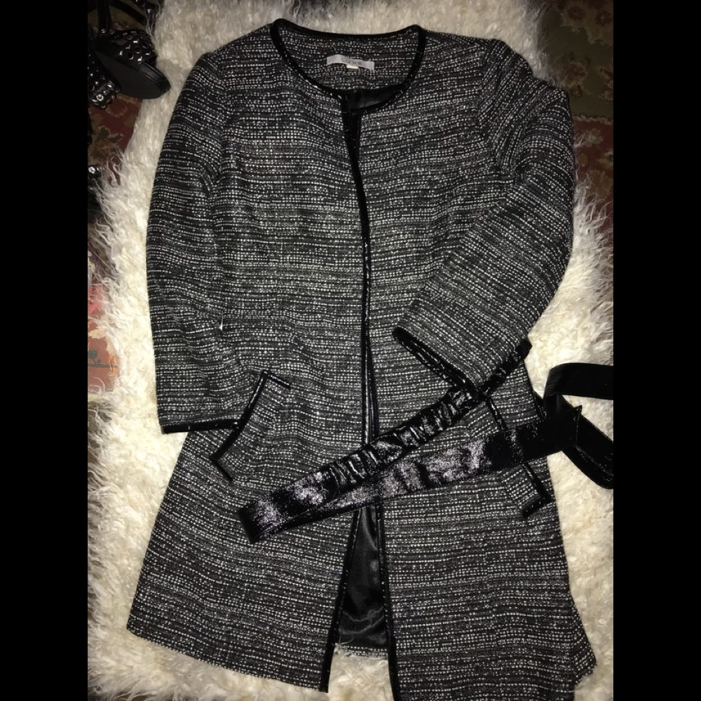 Cache Tweed Jacket With Sash Tie Size Xs - image 1